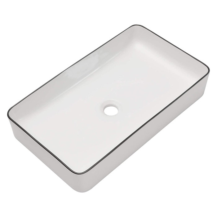 Sarlai 14'' White Ceramic Rectangular Dropin Bathroom Sink Wayfair
